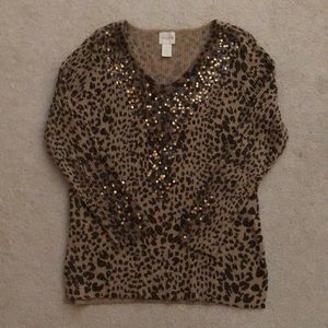Chico’s size 0 tan/brown sequin sweater